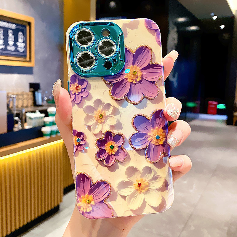 A Colorful Oil Painting Exquisite Mobile Phone Iphone Protective Case 3d Retro Oil Painting Flower Phone Case Lens Protective Film Shockproof Protective Case For Iphone 11 12 13 14 15