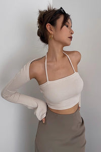 Women's Sexy Long Sleeve Ribbed Fitted Tops Shirt