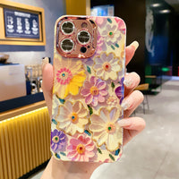 A Colorful Oil Painting Exquisite Mobile Phone Iphone Protective Case 3d Retro Oil Painting Flower Phone Case Lens Protective Film Shockproof Protective Case For Iphone 11 12 13 14 15