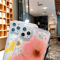 Real Dry Sunflower Phone Case For iPhone 11 12 13 14 15 Soft TPU Epoxy Clear Back Cover