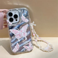Phantom Pattern Phone Case For iPhone 11 12 13 14 15 Fashion Laser Film Soft Cover with Lanyard