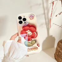 Cute Emboss Colorful Flowers Phone Case for iphone 11 12 13 14 15 Anti-drop All-inclusive Anti-knock Shockproof Cover