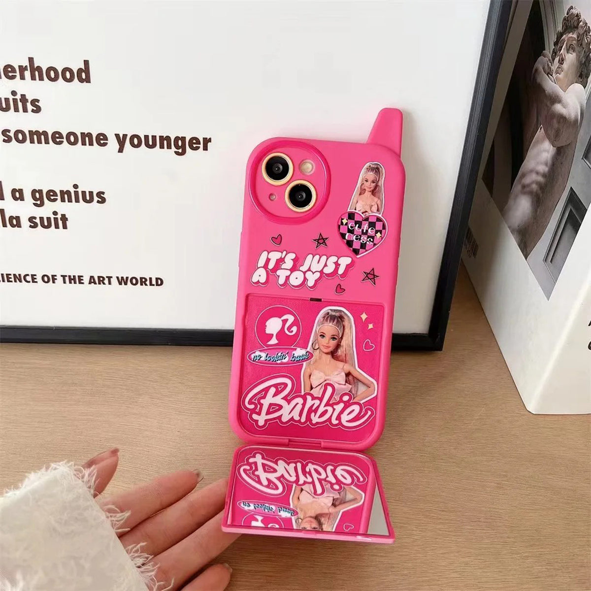 Kawaii Barbies Style Vanity Mirror Phone Cases For iPhone 15 14 13 12 11 Pro Max Back Cover