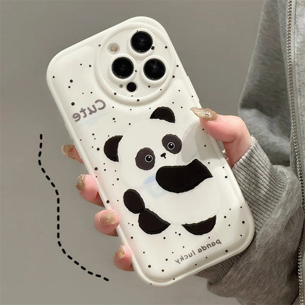 Compatible for iPhone Case Clear Cute Back Panda Lovely Case Girls Woman Girly Soft TPU Bumper Protective Silicone Slim Shockproof Case for iPhone 11 12 13 14 15