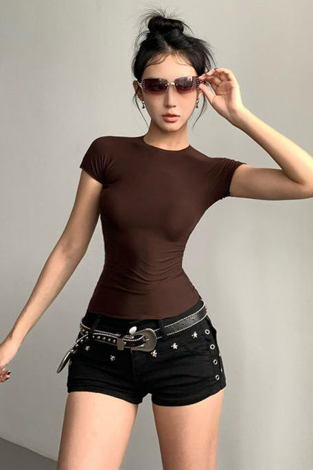 Fashion Women Stretch Short Sleeve Top Tee