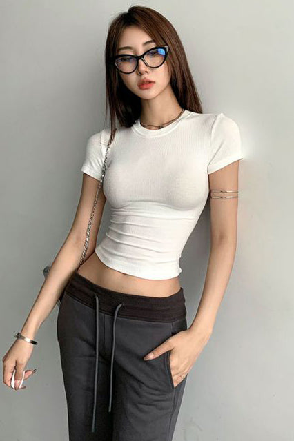 Fashion Women Short Sleeve Tight Top Tee