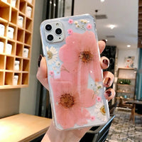 Real Dry Sunflower Phone Case For iPhone 11 12 13 14 15 Soft TPU Epoxy Clear Back Cover