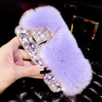 Luxury Bling Rhinestone Diamond Warm Fur Soft Phone Case For Iphone 11 12 13 14 15