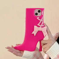 Cute Cartoon High-Heeled Shoes Phone Case Soft Gel Rubber Silicone 3D Cartoon Cover Cool Cases for iPhone 11 12 13 14 15