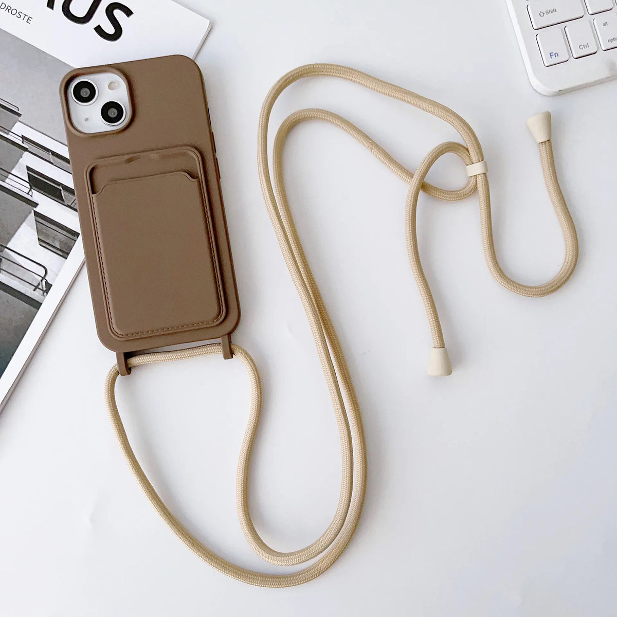 Compatible with iPhone Case,Luxury Phone Case with Credit Card Holder Wrist Lanyard Strap Card Slot Silicon Cover Gift for Women