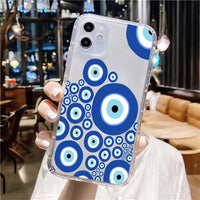 Fashion Cartoon Transparent Devil Eyes Embossed Painted Apple Phone Soft Case Protective Case