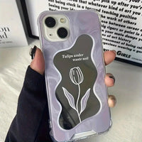 Cute Mirror Case Aesthetic Y2K Compatible with iPhone 11 12 13 14 15 Kawaii Flower Design Protective Shockproof Floral Case