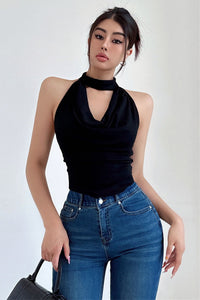 Sexy Women Halter Backless Ruffle Vest Tank Top