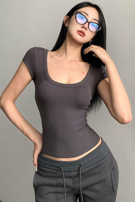 Fashion Women Short Sleeve Tight Top Tee