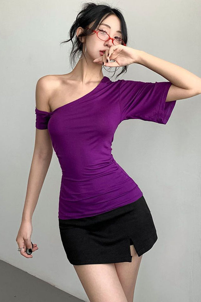 Sexy Women Slash Neck Off Shoulder Top Tee