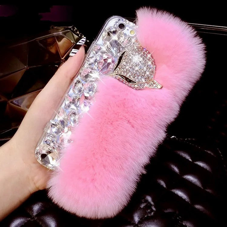 Luxury Bling Rhinestone Diamond Warm Fur Soft Phone Case For Iphone 11 12 13 14 15