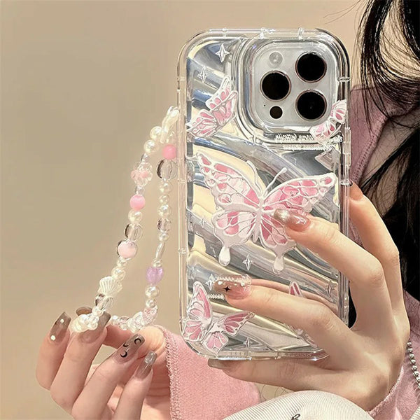 Phantom Pattern Phone Case For iPhone 11 12 13 14 15 Fashion Laser Film Soft Cover with Lanyard