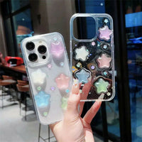 For Iphone Case Cover Y2K Luminous 3D Stars Case Cute Kawaii Glowing In Dark Star Transparent Protective Shockproof Back Cover For Iphone 11 12 13 14 15