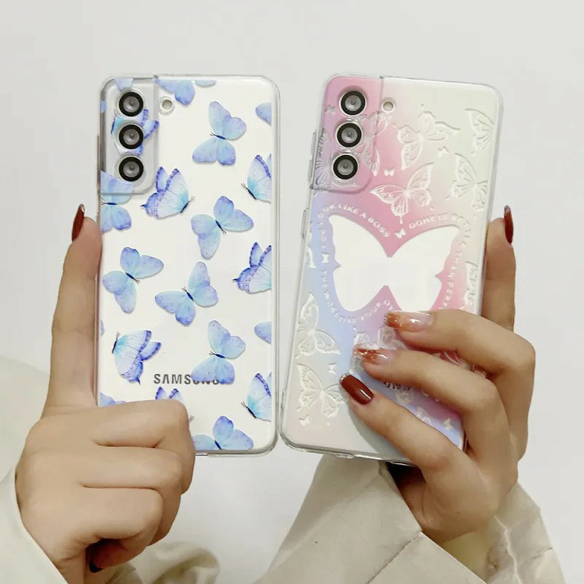 Fashion Butterfly Phone Case for Samsung Apple Cute Animals Shell Clear Soft Silicone Cover