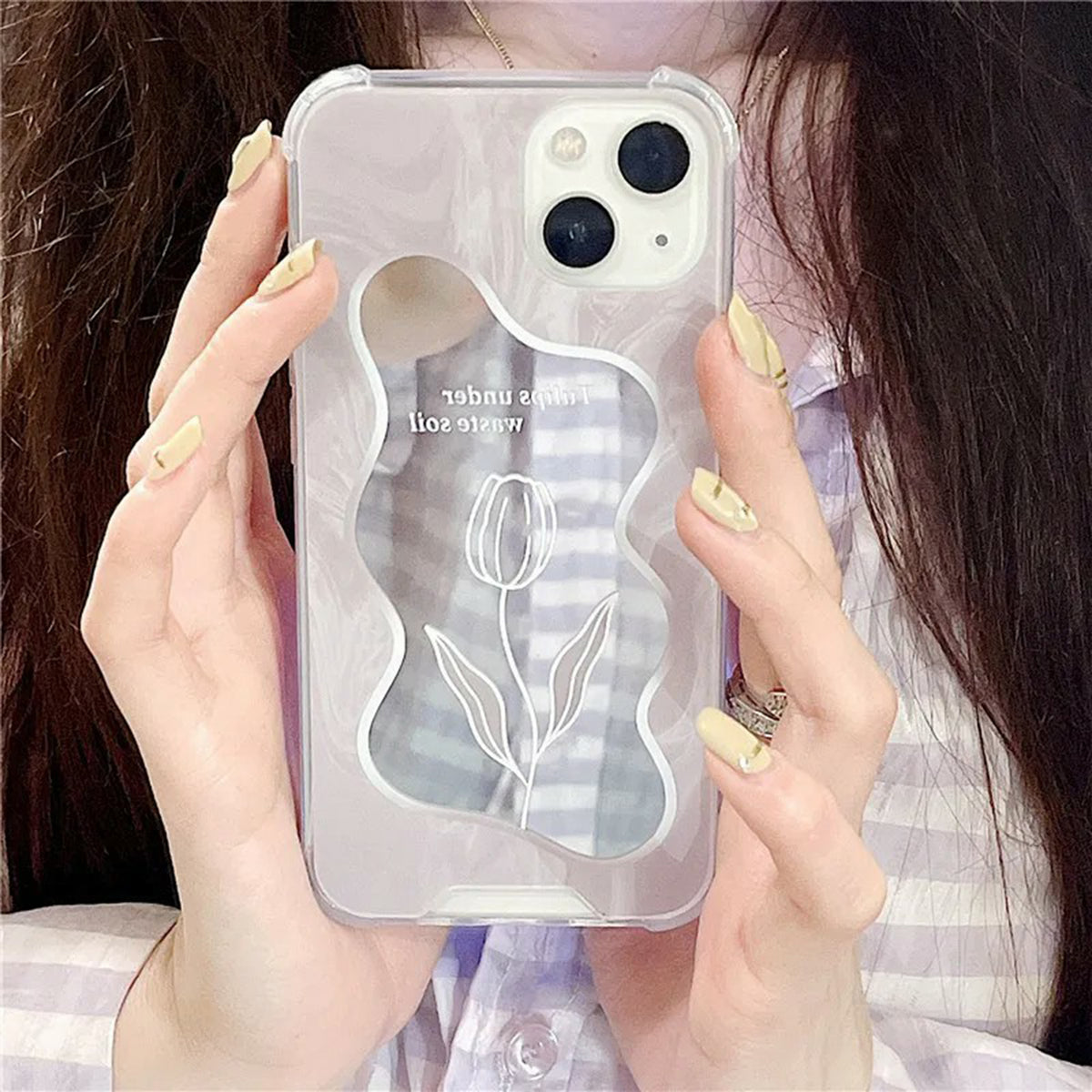 Cute Mirror Case Aesthetic Y2K Compatible with iPhone 11 12 13 14 15 Kawaii Flower Design Protective Shockproof Floral Case