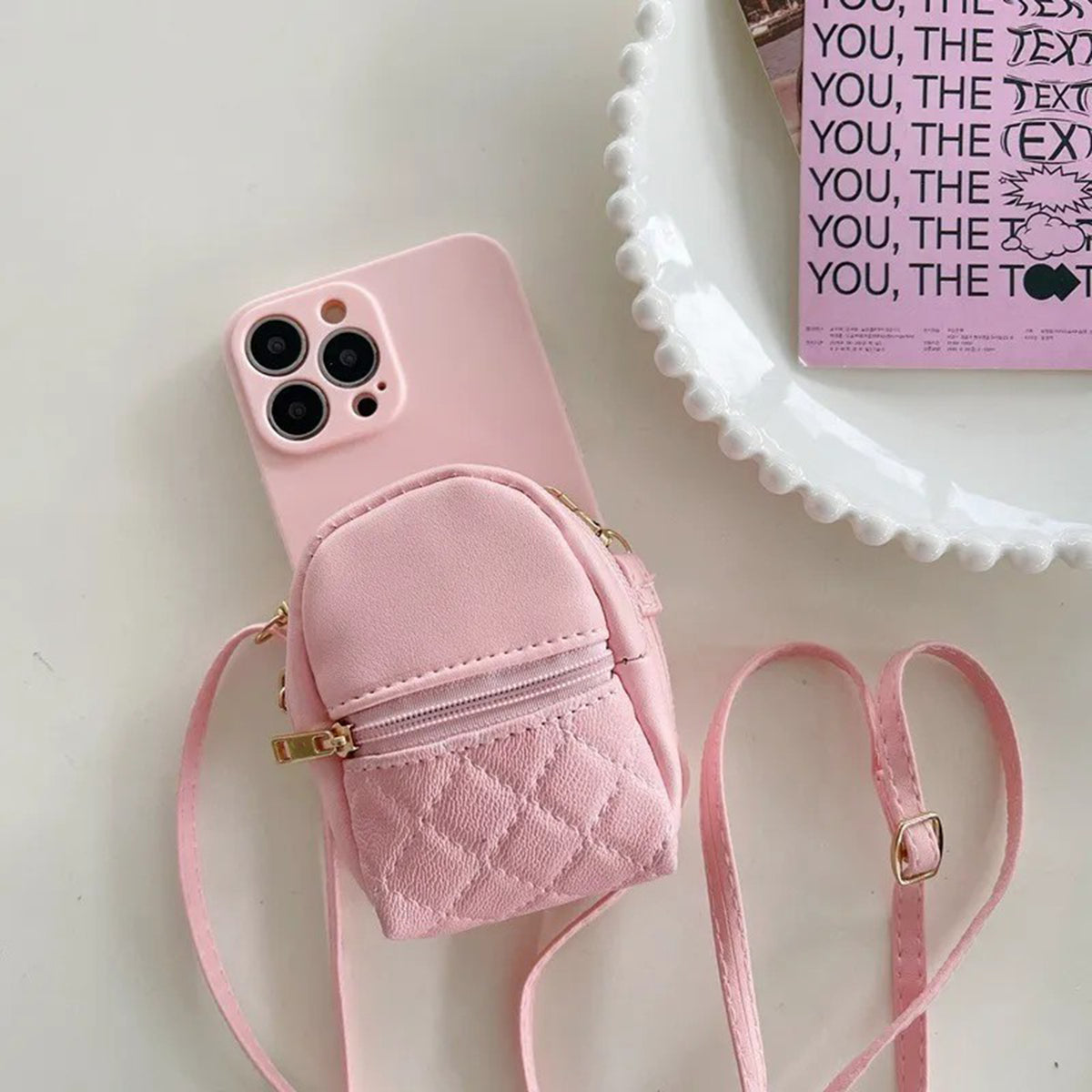 Phone Case - Lanyard Crossbody Leather Cosmetic Bag Wallet Phone Case for iPhones 11 12 13 14 15 Women's Purse Cards Holder Cover