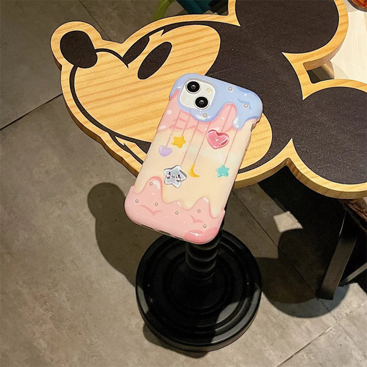 Melting Icecream Gradient Star Glittering Chic Case for iPhone 11 12 13 14 15 Back Phone Cover