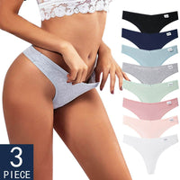 Women Fashion 3Pcs/Lot V Waist Cotton G-String Thong Panties String Underwear Briefs Lingerie Underpant Low-Rise Ladies Intimate