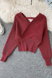 Elegant Long Batwing Sleeve Women Sweater Female Knitted Sweater Tops