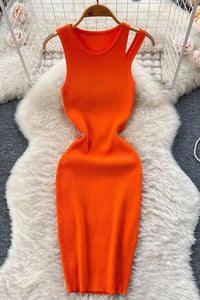 Fashion Knitting Mini Dress Women Sheath Tank Dress Female Sundress