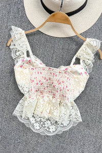 Femme Bra Strap Tank Top Lace Tops for Women Camisoles Harajuku Floral Tanks