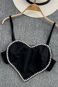 Femme Bra Tank Top Camisoles for Women Crochet Crop Tops Cropped Heart Tanks
