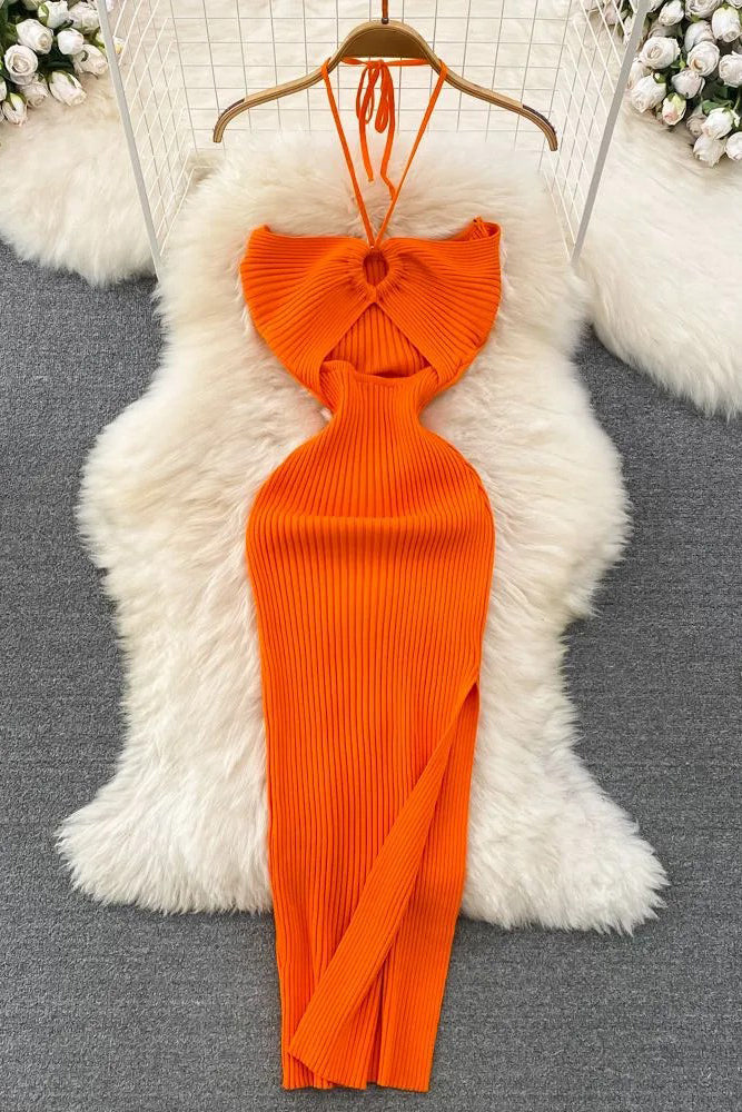 Women Dress Knitted Strapless Wrap Hips High Split Bodycon Dress – TOP SHOW