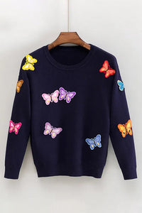 Women Luxury Butterfly Pullover Style Knitted Sweater Warm Casual Tops