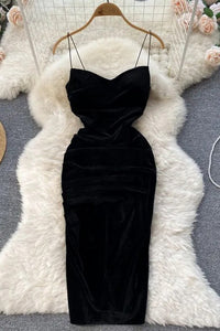 Romantic Women Velvet Party Dress Strap Bodycon Dress Aesthetic Vestidos Dress