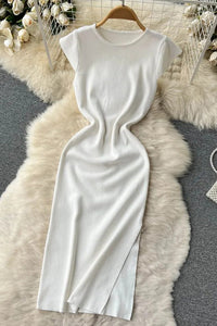 Fashion Lady Office Knitted Dress Brief Elegant Bodycon Split Dress