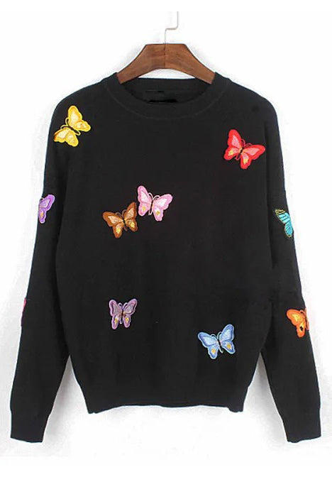Women Luxury Butterfly Pullover Style Knitted Sweater Warm Casual Tops