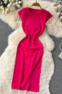 Fashion Lady Office Knitted Dress Brief Elegant Bodycon Split Dress