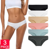 Women Fashion 3Pcs/Lot Panties Cotton Underwear Solid Briefs Girls Low-waist Lingerie G String Soft Breathable Intimates