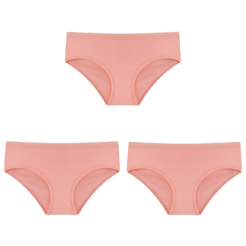 Women Fashion 3PCS/Set Panties Underwear Solid Color Briefs Low-Rise Soft Panty Underpants Female Lingerie