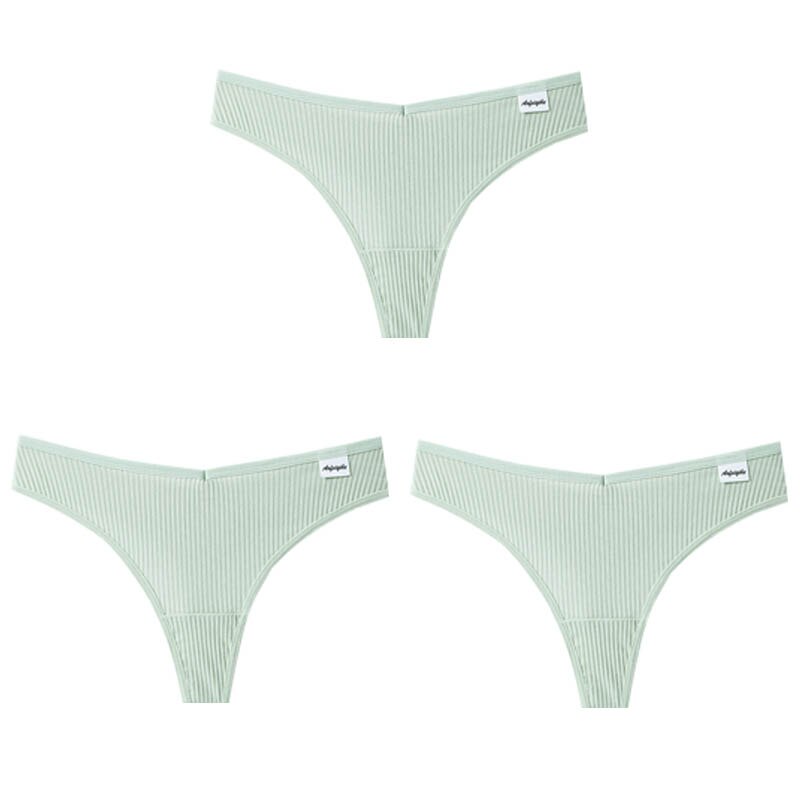 Women Fashion 3Pcs/Lot V Waist Cotton G-String Thong Panties String Underwear Briefs Lingerie Underpant Low-Rise Ladies Intimate