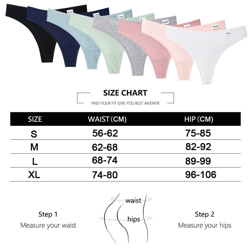 Women Fashion 3Pcs/Lot V Waist Cotton G-String Thong Panties String Underwear Briefs Lingerie Underpant Low-Rise Ladies Intimate