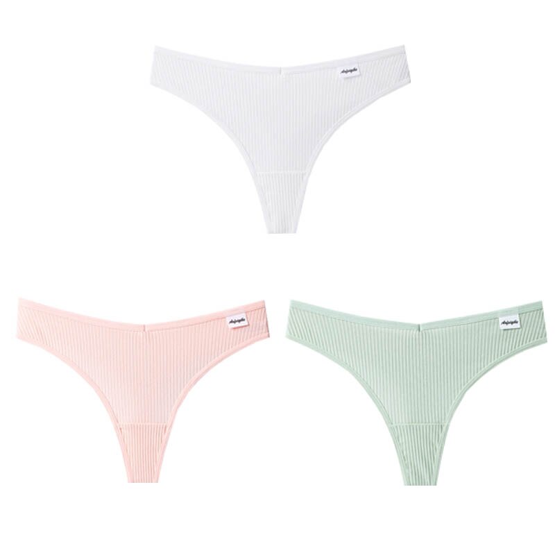 Women Fashion 3Pcs/Lot V Waist Cotton G-String Thong Panties String Underwear Briefs Lingerie Underpant Low-Rise Ladies Intimate