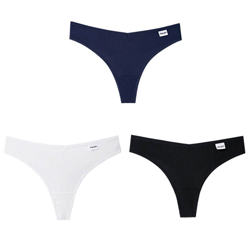 Women Fashion 3Pcs/Lot V Waist Cotton G-String Thong Panties String Underwear Briefs Lingerie Underpant Low-Rise Ladies Intimate