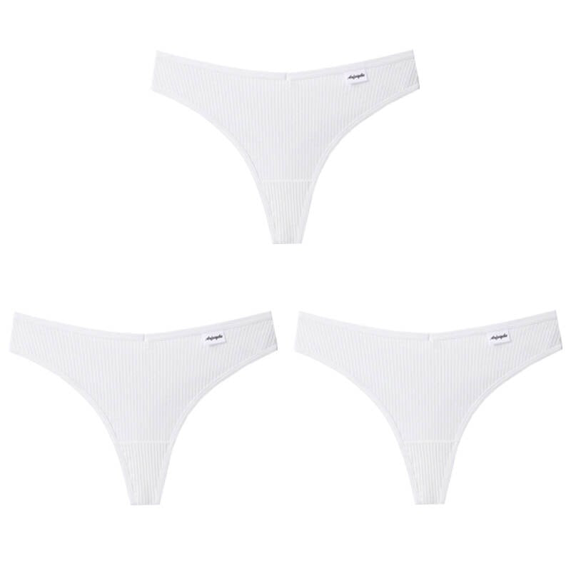 Women Fashion 3Pcs/Lot V Waist Cotton G-String Thong Panties String Underwear Briefs Lingerie Underpant Low-Rise Ladies Intimate