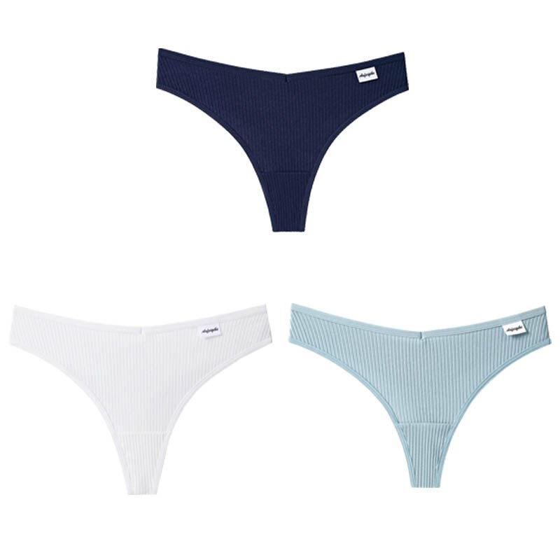 Women Fashion 3Pcs/Lot V Waist Cotton G-String Thong Panties String Underwear Briefs Lingerie Underpant Low-Rise Ladies Intimate