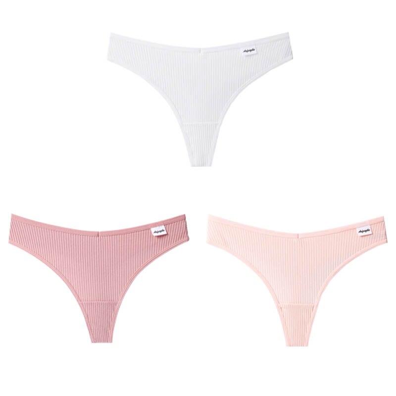 Women Fashion 3Pcs/Lot V Waist Cotton G-String Thong Panties String Underwear Briefs Lingerie Underpant Low-Rise Ladies Intimate