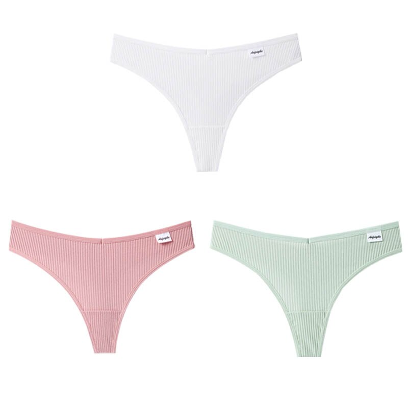 Women Fashion 3Pcs/Lot V Waist Cotton G-String Thong Panties String Underwear Briefs Lingerie Underpant Low-Rise Ladies Intimate