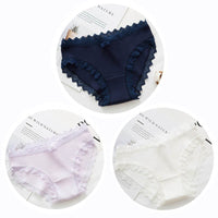 Women Fashion 3pcs Lace Panties Underwear Seamless Cute Bow Briefs Soft Comfort Lingerie Female Underpant