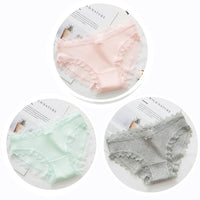 Women Fashion 3pcs Lace Panties Underwear Seamless Cute Bow Briefs Soft Comfort Lingerie Female Underpant