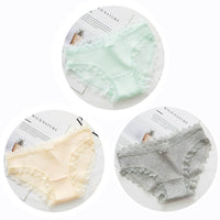 Women Fashion 3pcs Lace Panties Underwear Seamless Cute Bow Briefs Soft Comfort Lingerie Female Underpant